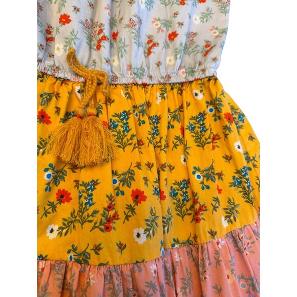 Peek Girls Floral Tiered Dress With Tassel Detail Size 6/7 Cottage Prairie Summe - Picture 2 of 4